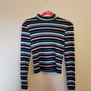 H&M Mock Neck Striped Top